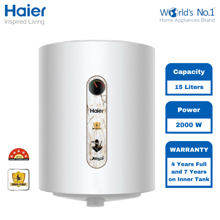 Haier Geyser 15 Ltr Horizontal Haier 15 Liters 5-Star Rated Shock