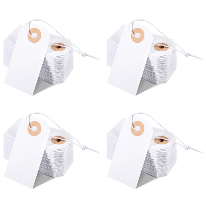 400 Pack Blank Tags with Elastic String Marking Hang Tags Attached ...