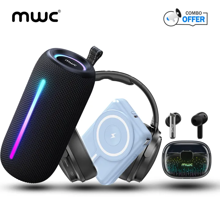 MWC COMBO OFFER 8: EarPods Pro (MT999) + WonderBoom Pro (MS02) + Firo (MH01B) + MWPB01 (10000mAh) Wireless PB, All Premium Quality Products combo