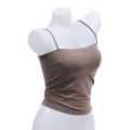 Light Brown Spandex Stretchable Plain Design Tube Sando / Cami Top For Women. 