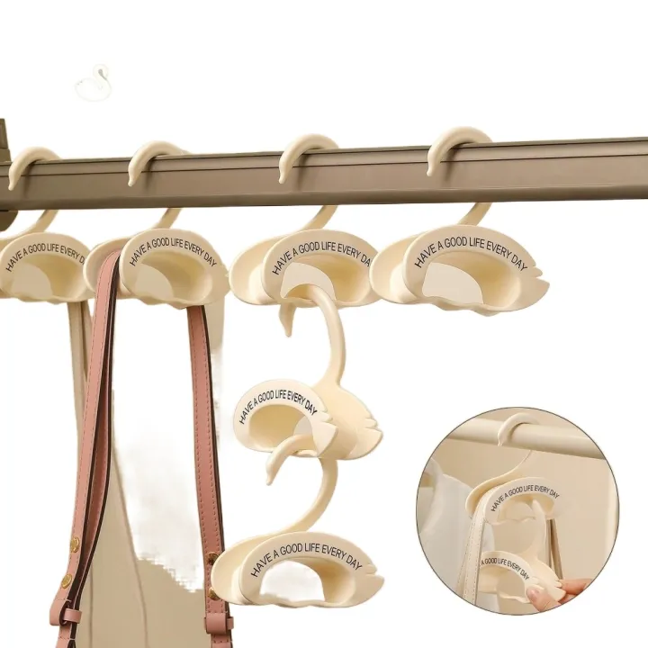 New%20Cute%20Swan%20Shaped%20Handbag%20Hangers%20Saving%20Space%20Multifunction%20Bag%20Hanger%20Hook%20Cream%20Color%20Stackable%20Clothes%20Rack%20For%20Hat%20Silk%20Scarf%20-%20Image%207