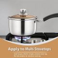 16cm Saucepan with Lid Set - Small Stainless Steel Multipurpose Pot for Kitchen Cooking, Visible Lid & Heat-proof Handle, Dishwasher Safe. 