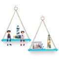 AGSIVO Nordic Style Wood Rope Fixation Floating Shelves Decorative Ceiling Wall Shelf-2Pcs. 