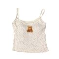 Sweet fit slim fit vest top bow slim fit with bra sleeveless fashion bow cute bear print Original lace floral camisole, round neck cushion lace cropped flower girl top seaside. 