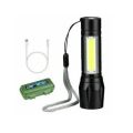 Portable LED Torch Flashlight USB Rechargeable Zoom Outdoor Camping Lamp. 