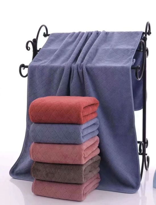 Check Design Super Soft Coral Fleece Bath Towel