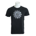 Black Cotton Round Neck OM Mandala Embroidered T-Shirt For Men. 
