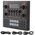 V9 Live Sound Card BT Accompaniment Audio Mixer with Sound Effects Broadcasting Recording Network Singing on Phones Laptop. 