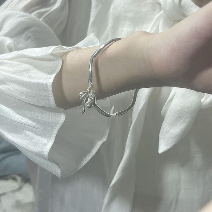 Fashion%20Bowknot%20Bell%20Silver%20Cuff%20Bracelet%20Silver%20Color%20Pendant%20Bangles%20For%20Women%20Adjustable%20Opening%20Bangle%20Charm%20Fashion%20Party%20Jewelry%20Cologo%20-%20Image%202