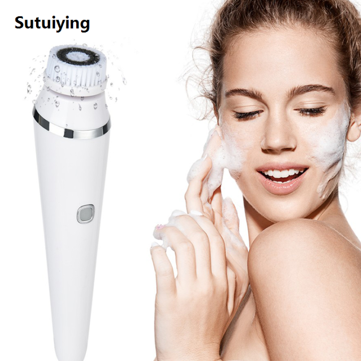 Sutuiying%20Portable%20Waterproof%20Facial%20Cleansing%20Spin%20Roller%20Sonic%20Massager%20Luxury%20Cleaner%20Brush%20Silicone%20Electric%20Face%20Brush%20with%204%20Brush%20Heads%20-%20Image%202