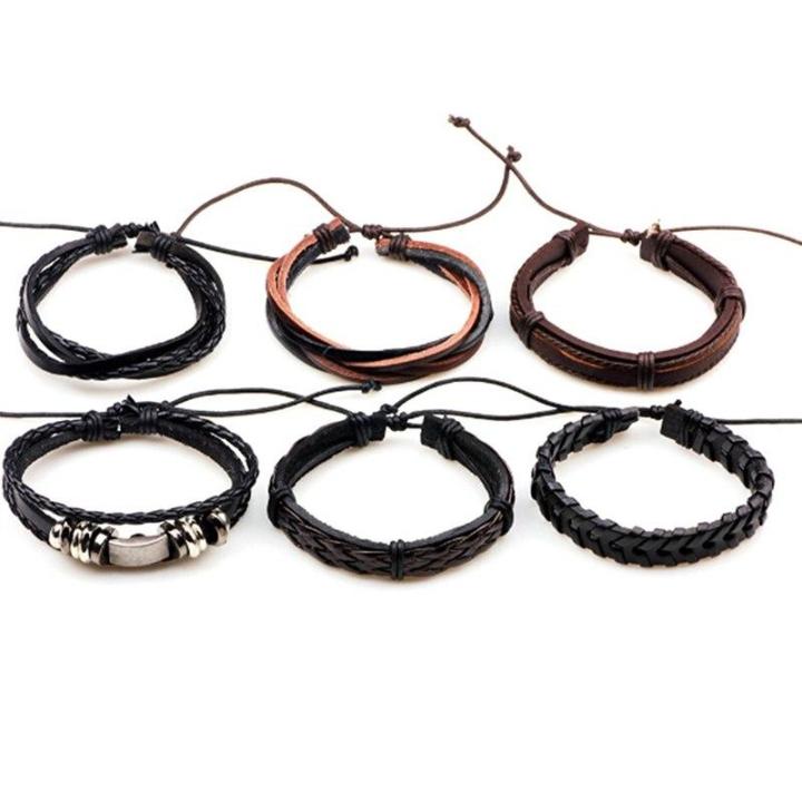 MeiYang%206Pcs/Set%20Black%20Leather%20Bracelet%20Women%20Multilayer%20Braid%20Bracelets%20&%20Bangles%20Punk%20Wrap%20Bracelets%20for%20WoWomen%20Punk%20Casual%20Women%20Jewelry%20-%20Image%204
