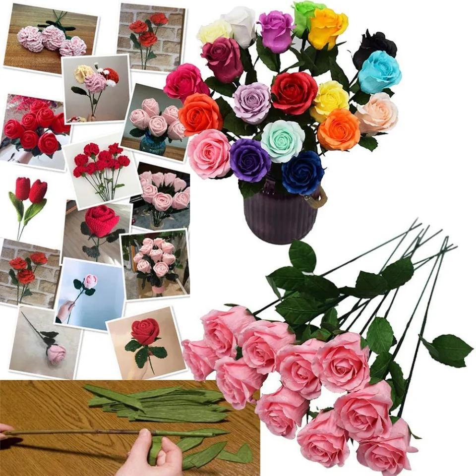 Lot De 4 Rubans Fleuristes Vert - 27m X 12mm - Adhésif, Imperméable - Pour Bouquets, Art Floral, DIY