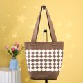Fashionable Rhombus Knitted Knitted Shoulder Bag Comfortable Handle Plaid Crochet Tote Bag Multifunctional Large Capacity Women's Handbag Beach. 