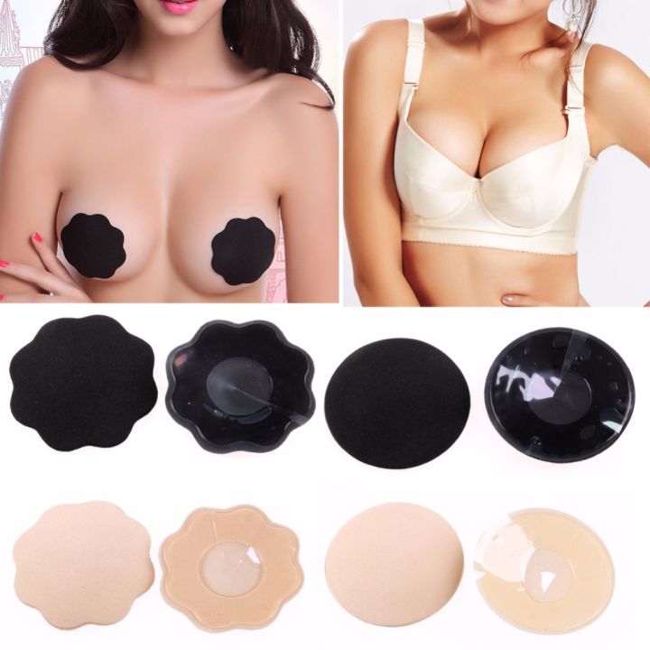 Invisible Silicone Reusable Bra Breast Lift Backless Strapless Nipple Cover Gel Push-Up Nude Bras - Assorted Color