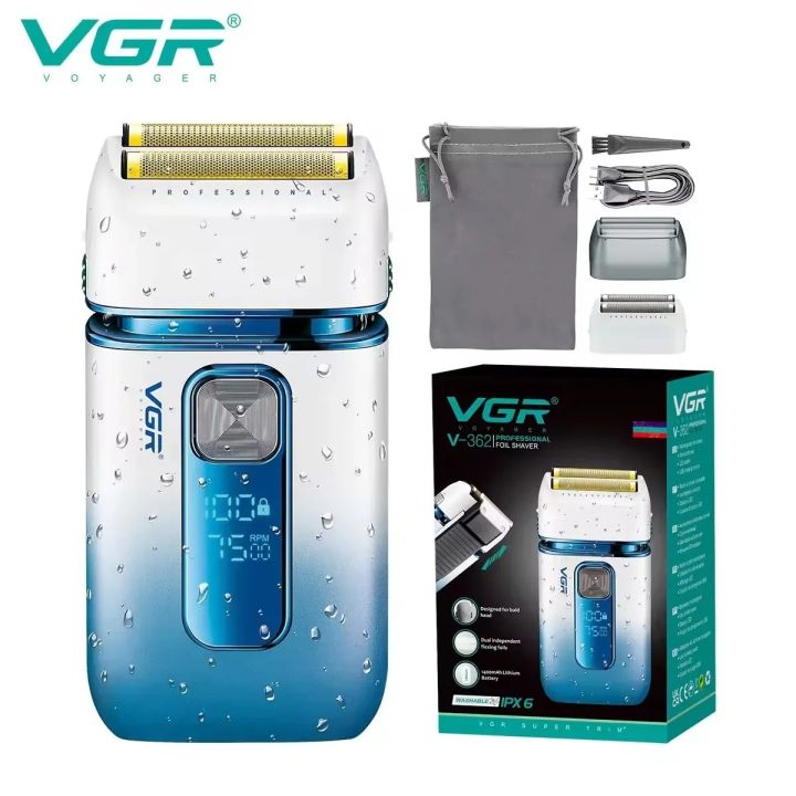 VGR%20V-362%20SUPER%20TRIM%20Foil%20Shaver%20For%20Men%20%7C%20Titanium%20Dual%20Foils%20%7C%202%20Speeds%20(7000/7500%20RPM)%20%7C%20IPX-6%20Waterproof%20%7C%20Rechargeable%20Beard%20Shaver%20Razor%20%7C%20LED%20Display%20%7C%20Travel%20Lock%20-%20Image%204
