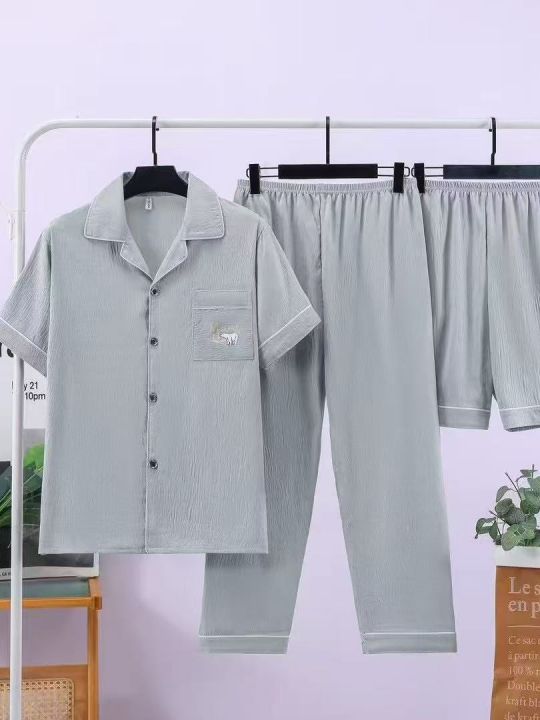 3pcs%20men%20night%20suit%20in%20plain%20soft%20cotton%20fabric%20/pj%20set%20for%20men%20-%20Image%204
