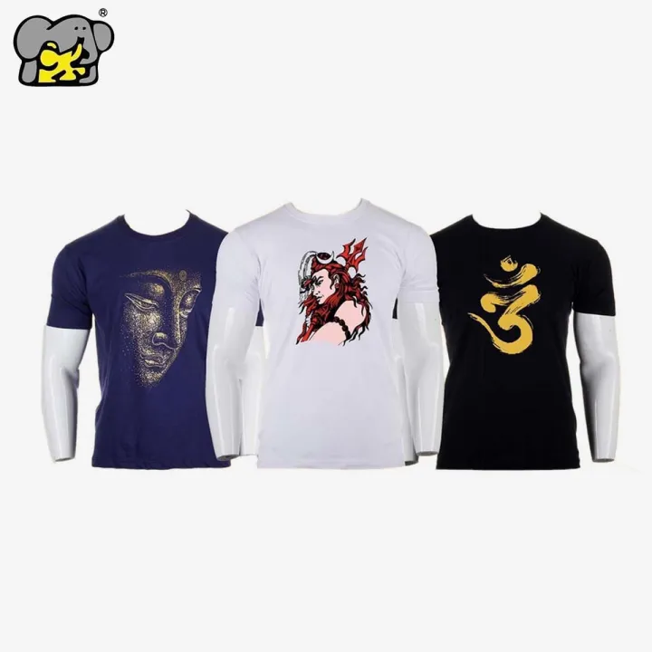 SHANGRI-LA Pack Of 3 Nepali Cultural Printed T-Shirt For Men - Fashion | T-Shirts For Men | Men's Wear | Printed T-Shirts |