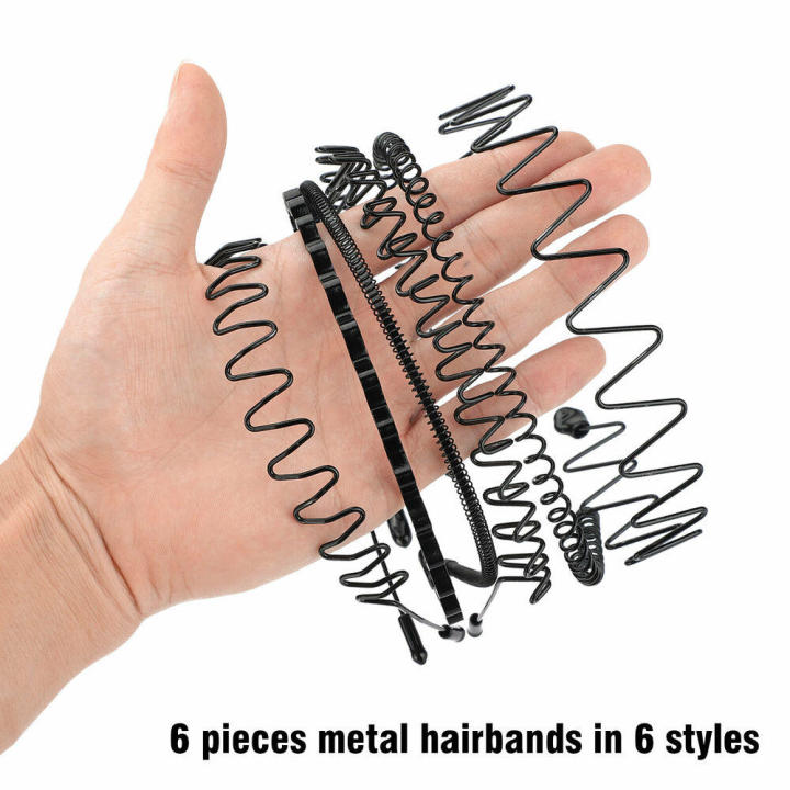 Unisex%20Metal%20headband%20Trendy%20Black%206pcs%20set%20Waved%20headband%20Men's/women's%20Wave%20style%20Spiral%20hairband%20for%20Sports%20Gym%20Outdoor%20activities%20Fashion%20accessory%20Hair%20styling%20-%20Image%204