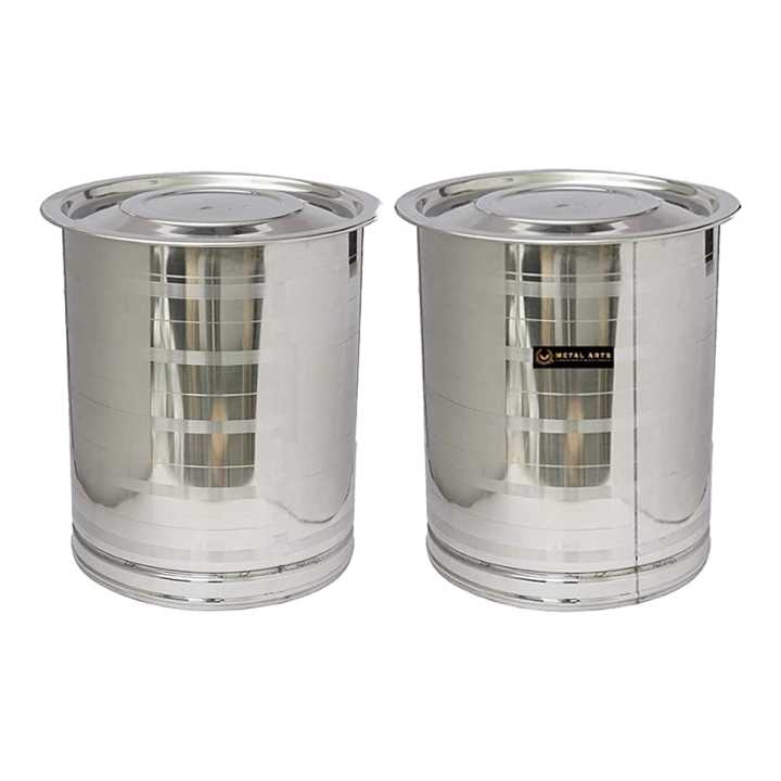 Steel Rice Storage Drum Heavy Set Of 2 No. 2 And No. 4