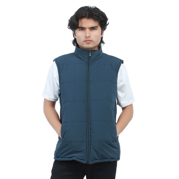 3 Layer Windproof Puffer Half Sleeves Winter Jacket For Men.