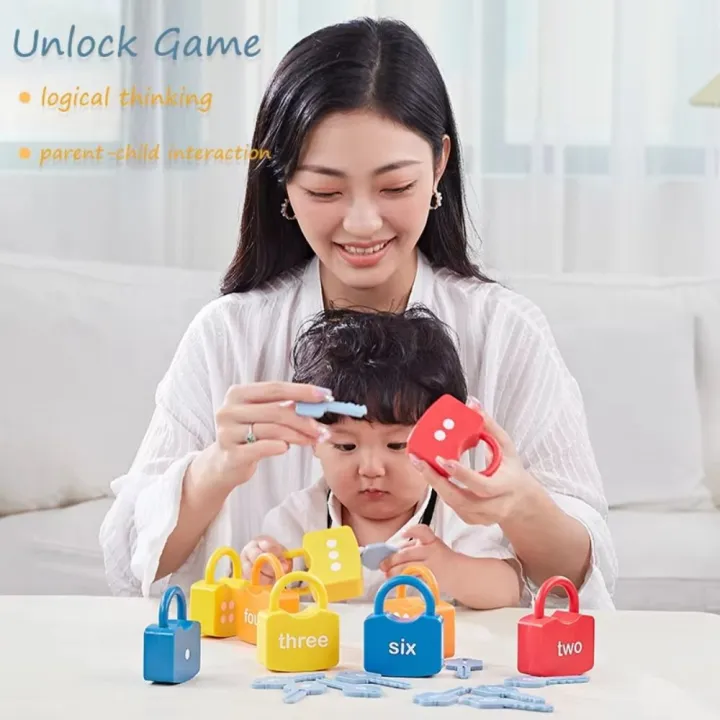 Baby Gift Math Count Number Lock Key Toys Number Matching Word ...