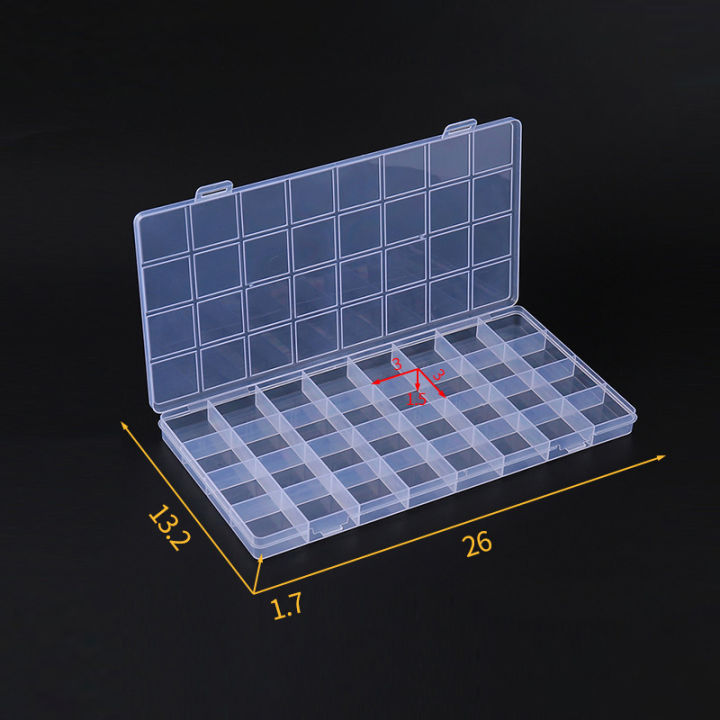 32 Grid Compartment Plastic Transparent Storage Box Jewelry Earring Bead Screw Holder Case Display Organizer Container Conbo
