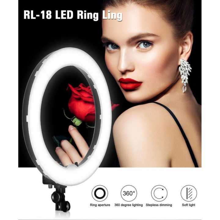 18 inch(45cm) Outer 55W 6000K Dimmable LED Ring Light with Fit