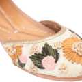 Light Green Follow To Wear Hand Made Flower Design  Leather Jutti For Women. 