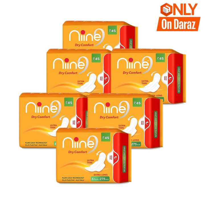 Niine Dry Comfort Ultra Thin Sanitary Pads (Pack of 6) 36 Pads