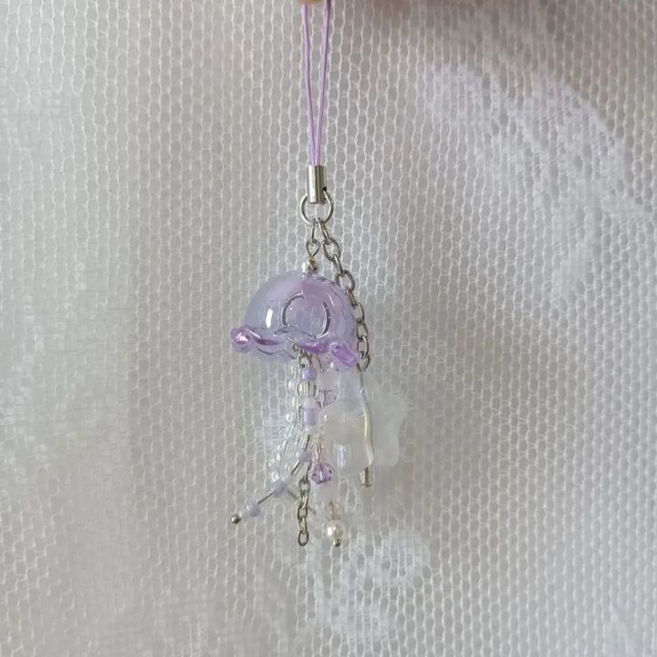 Handmade%20Purple%20Pink%20Beaded%20Phone%20Charm%20with%20Star%20Jellyfish%20with%20Star%20Cottage%20Core%20Y2K%20Beaded%20Cottage%20Core%20Key%20Chain%20Phone%20Charm%20Key%20Chain%20-%20Image%202