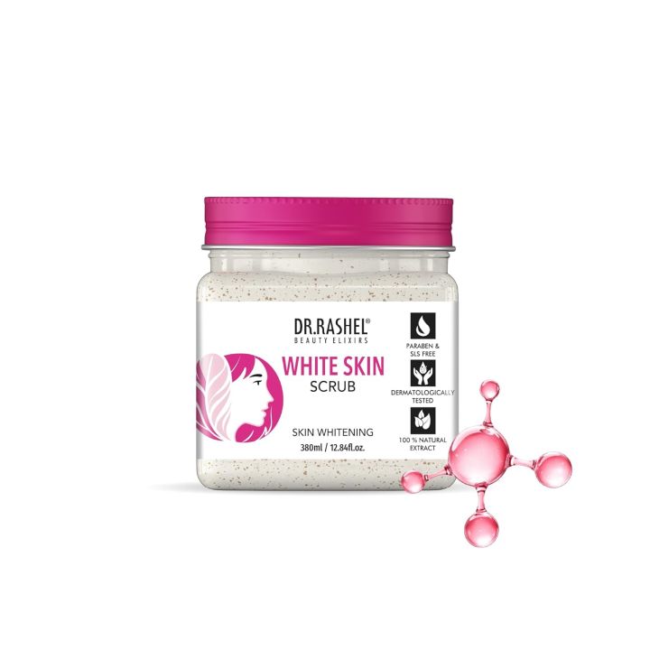 DR RASHEL White Skin Scrub - 380ml | Face & Body Exfoliating Scrub | Niacinamide & Arbutin Dark Spot & Pigmentation Control | Paraben & SLS Free