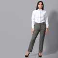 Boss Lady Dark Grey Cotton Front Button Formal Pant For Women. 