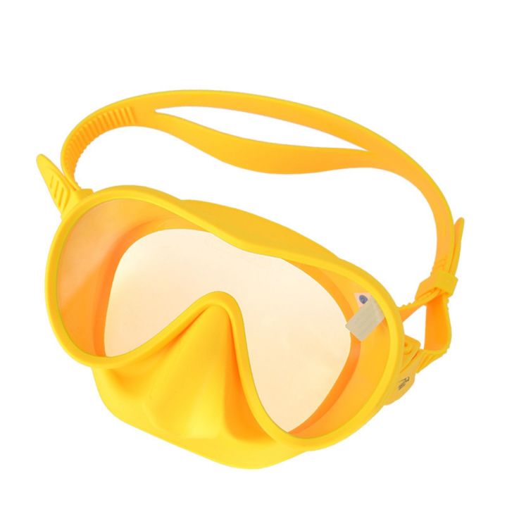 1 PCS Adult Panoramic Scuba Diving Mask Tempered Glass Snorkeling Dive Mask Premium Swim Goggles with Nose Cover ,Yellow