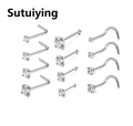 Sutuiying 1PC Fashion Stainless Steel Crystal Nose Septum Piercing Studs 20G Mini Nose Ring Earrings Studs Body Piering Jewelry For Women. 