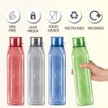 Prime Pack of 5 Water Bottles, 1 Litre Each, Reusable Plastic Fridge Bottle Set, BPA Free and Leak Proof Bottles for Travel, Work, Assorted. 