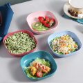 Colourful Square Plastic Snacks Plate With Stand -Set of 10. 