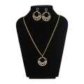 Stone Studded Chandbali Designed Gold Plated Pendant & Earrings Set. 