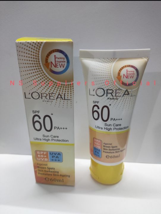 L'Oreal Paris UV Perfect Sun Care Ultra High Protection SPF 60+++ Pack of 60ml-  Genuine Product of France- NS Suppliers