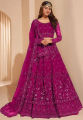 Embroidered Semi Stitched Lehenga Choli (Pink). 