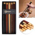 5 Pair Elegant Wooden Portable Chopsticks Paint Free Wax Free Wooden Chopstick Smooth Copper Inlaid Head Dining Chopsticks Hotel. 