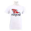 White Cotton Round Neck Half Sleeve Nepal Flag Printed T-Shirt For Men. 