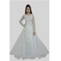 Embroidered Net Semi Stitched Anarkali Gown ( White) - Fashion | Long Gown For Women | Women'S Wear |. 