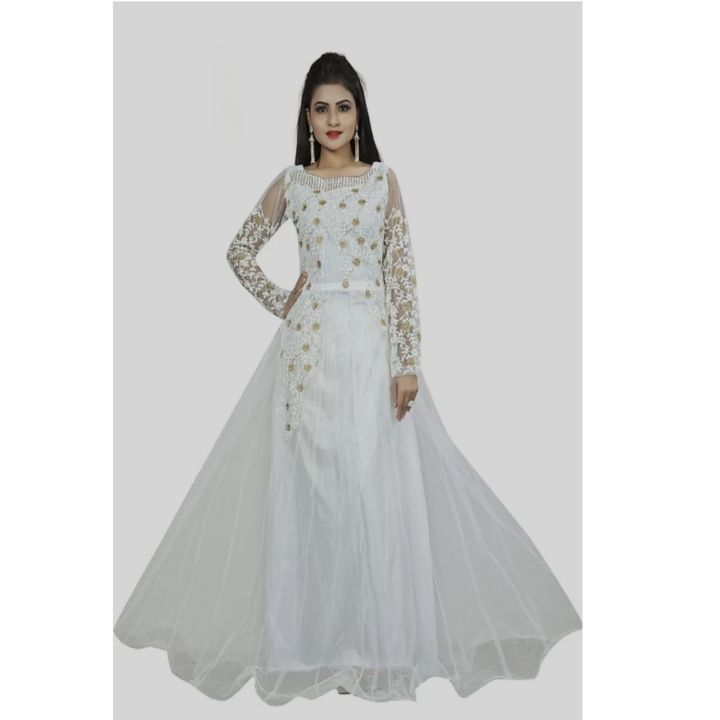 Embroidered%20Net%20Semi%20Stitched%20Anarkali%20Gown%20(%20White)%20-%20Fashion%20%7C%20Long%20Gown%20For%20Women%20%7C%20Women'S%20Wear%20%7C%20-%20Image%202