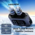 Socool 14500mAh Portable Waist Fan Dual Airflow Outlet Turbo Motors with Four Clips Emergency Flashlight Power Bank for Outdoor. 