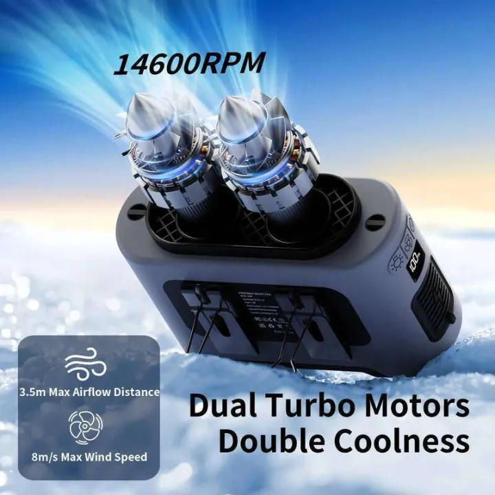 Socool%2014500mAh%20Portable%20Waist%20Fan%20Dual%20Airflow%20Outlet%20Turbo%20Motors%20with%20Four%20Clips%20Emergency%20Flashlight%20Power%20Bank%20for%20Outdoor%20-%20Image%202