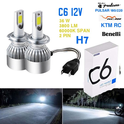 C6 12V H7 36 Wt./ 8000 LM 60000 Hours life Waterproof Bike LED Fog