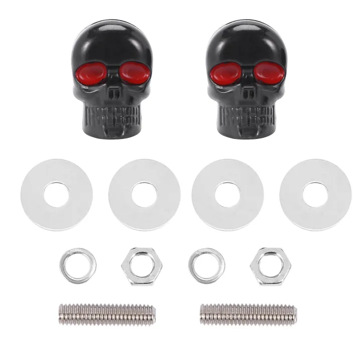 ARELENE%203%20Pair%20Motorcycle%20Skull%20Number%20Plate%20Frame%20Screws%20Fitting%20Screw%20Black%20-%20Image%202