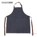 DISICHEN 2025 New 1pc Cotton Adults Denim Blue Cooking Kitchen Restaurant Work Bib Apron Dress with Pocket 71*65cm. 