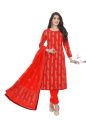 Kurta Suruwal With Shawl Set For Women Printed (Unstitched). 