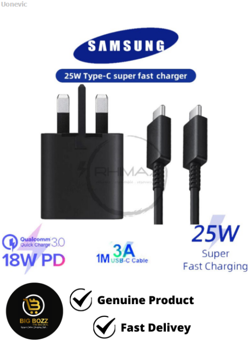 Uonevic zSB Typ Adapter + U Samsung 25W Fast Charging Luxury Adapter C to Type C Cable Mobi bi